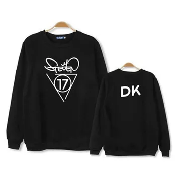 

Kpop SEVENTEEN 17 The Same Black Hoody O Neck Sweater Unisex Autumn Winter Suit Long Sleeve Hoodie Outerwears