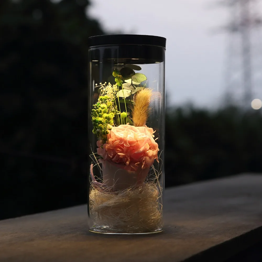 Консервированная Роза RGB светодиодный светильник Украшение настоящий Натуральный Свежий ручной работы никогда не Увядшие розы сохраненные цветы в стеклянной банке подарки