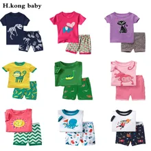 H kong baby font b kids b font Pajamas Set summer children Short Sleeve cotton sleepwear