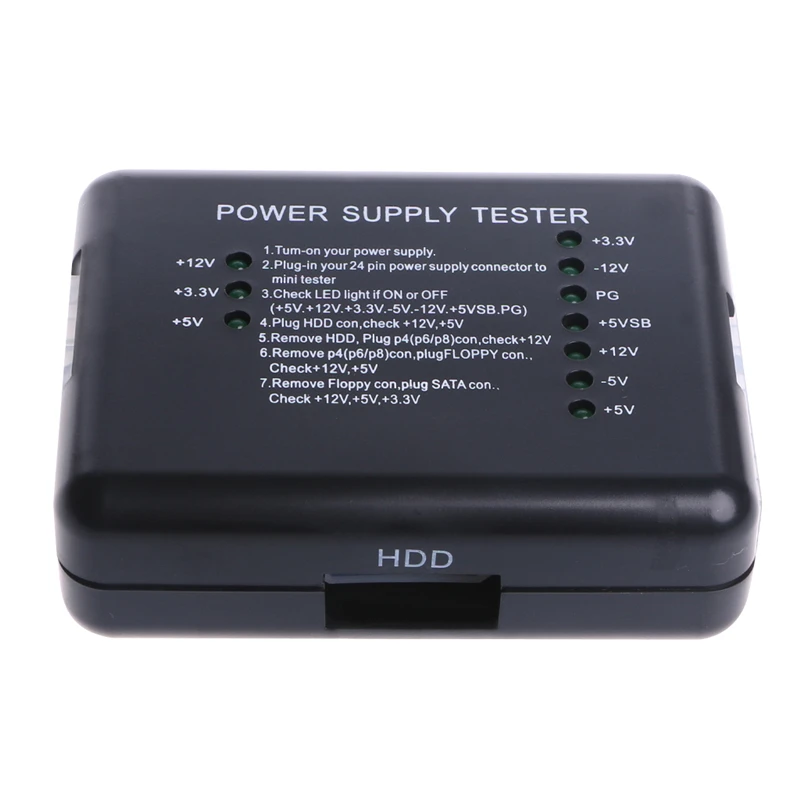 

1Pcs NEW Black PC 20 24 Pin PSU ATX SATA HD Power Supply Tester 77UC Wholesale dropshipping