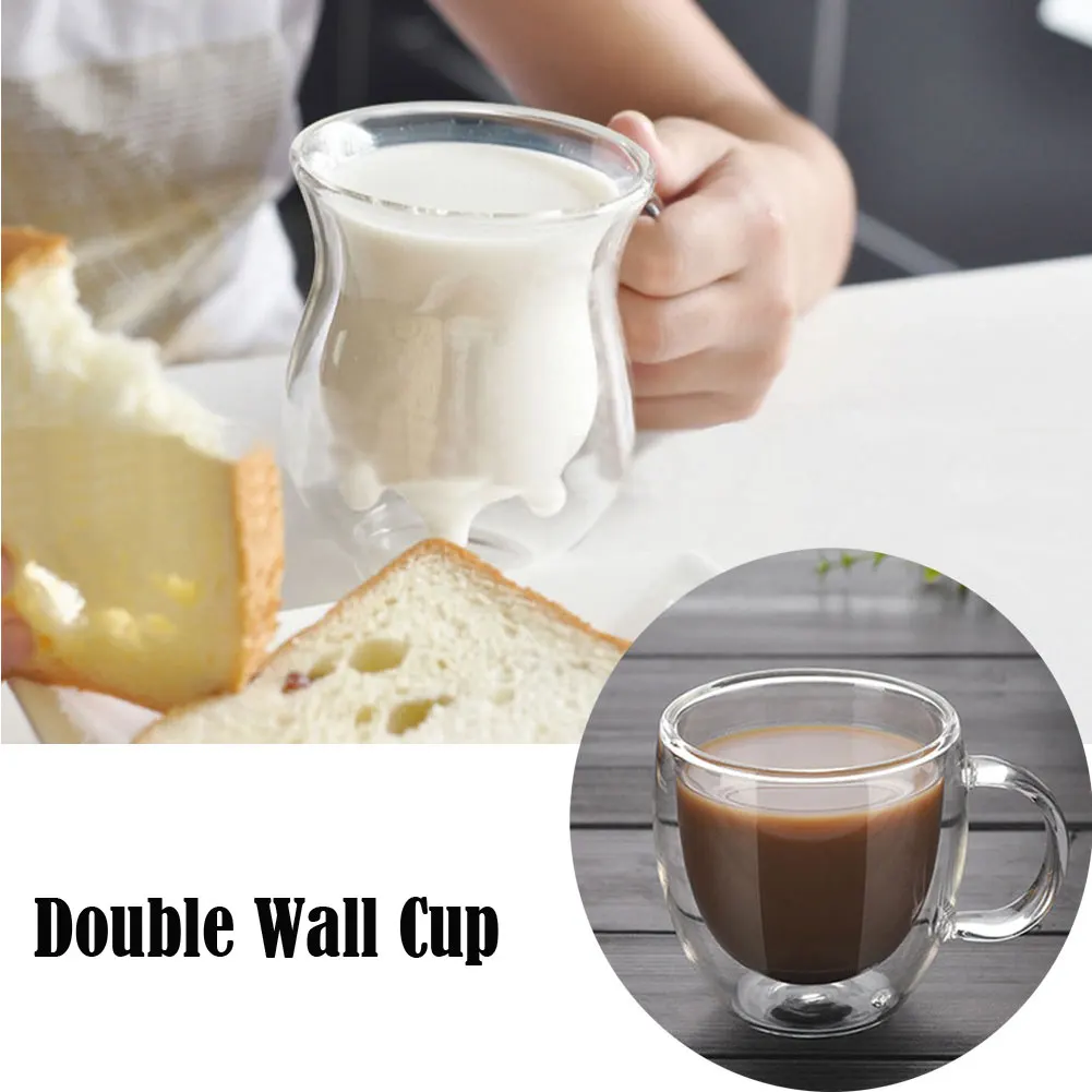 Heat Resistant Double Wall Glass Thermos Milk Coffee Tea Wine Glasses