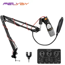 FELYBY SF666 Professional Mic Studio Mikrofon Karaoke Gaming Condenser Microphone for Computer/Phone Recording with Pop Filter