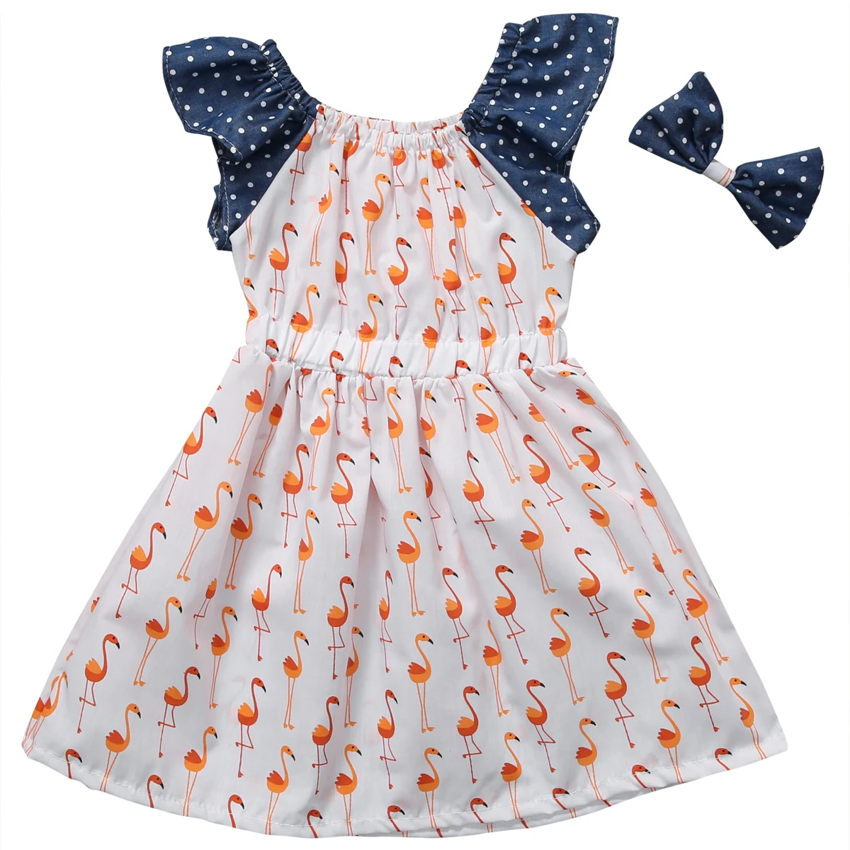 Flamingo Ruffles dress baby clothes 2017 Summer Toddler Kids Baby Girls