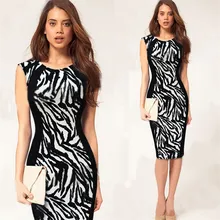 Neue Art Und Stilvolle Dame Frauen Sexy Ärmel Leoparden Bodycon Stretch Büro-partei-cocktail-bleistift-kleid