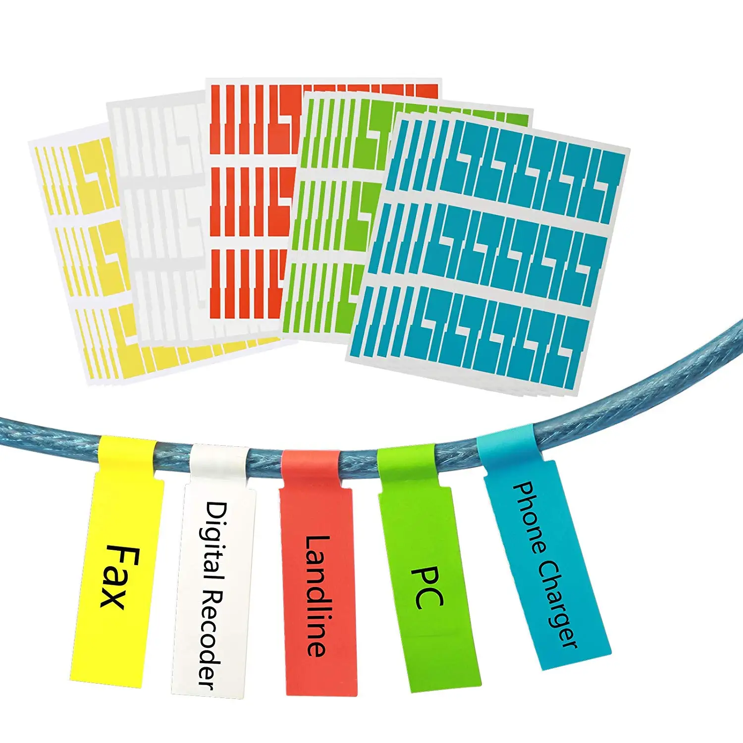 

METABLE 750 Pcs Self-Adhesive Cable Label Waterproof Wire Label Tear Resistant Marker Cable Tag Stickers Cord Identification