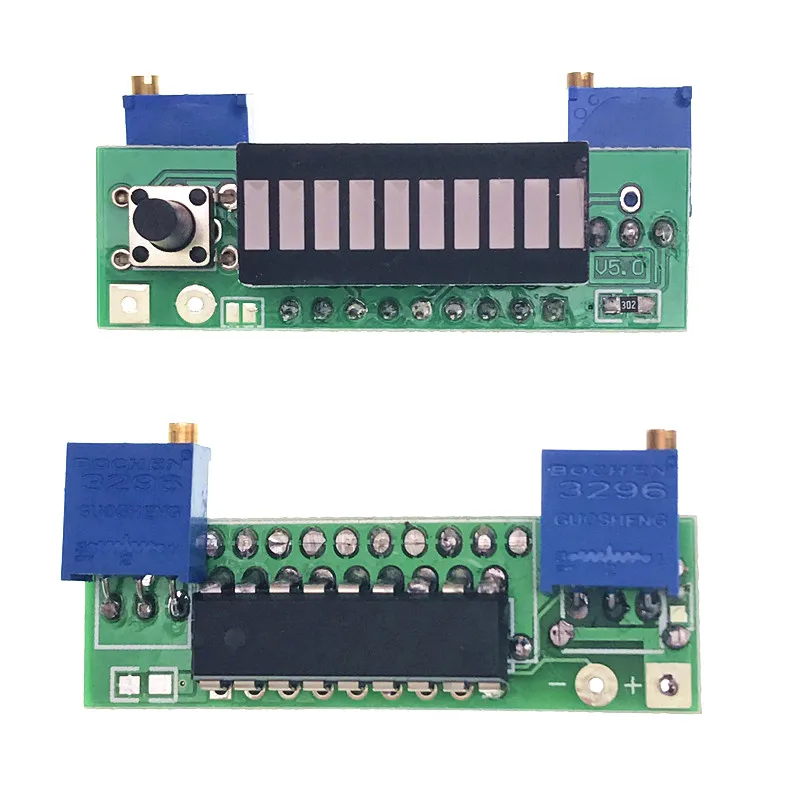 Наборы Diy LM3914 10 сегментный 5 в 12 В емкость батареи уровень мощности Красный светодиодный индикатор Дисплей