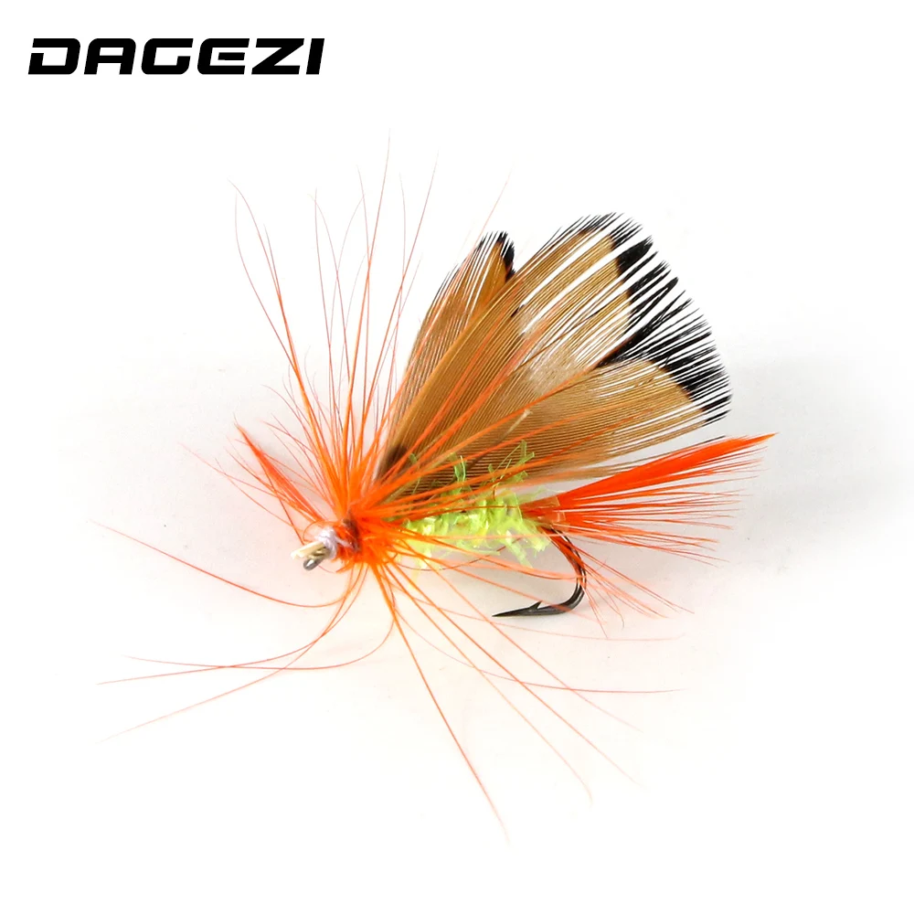 Dagezi Fly Fishing Lure Set Feather Single Treble Hooks Carp Fish Lure
