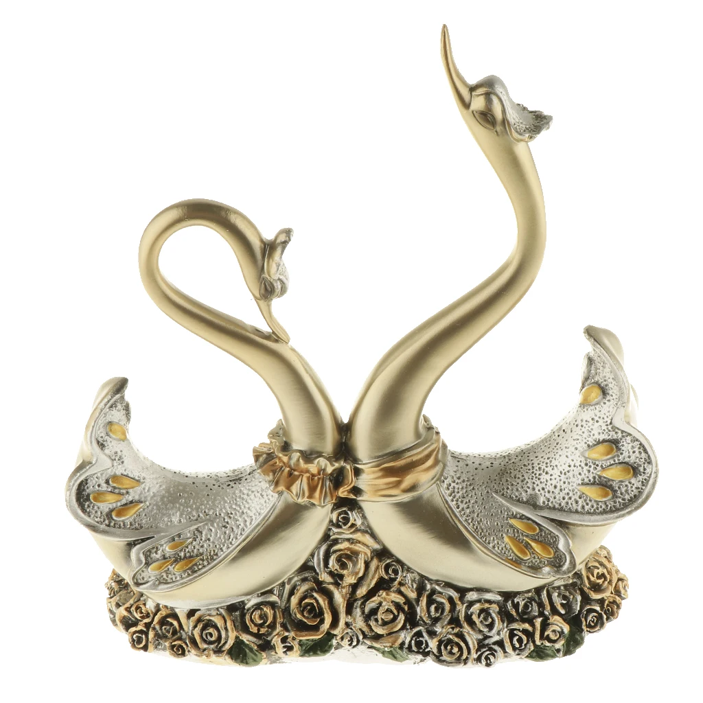 European Couple Swan Figurines Home Decoration Wedding Gifts Wine Cabinet Display Resin Crafts Household Swan Miniatures