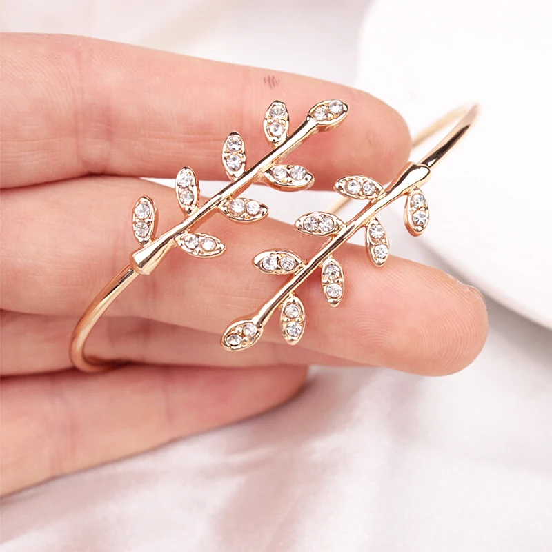 

New Korean Sale Selling tree leaves Bracelet & Bangle Women crystal opening adjustable bracelet Fashion Jewelry