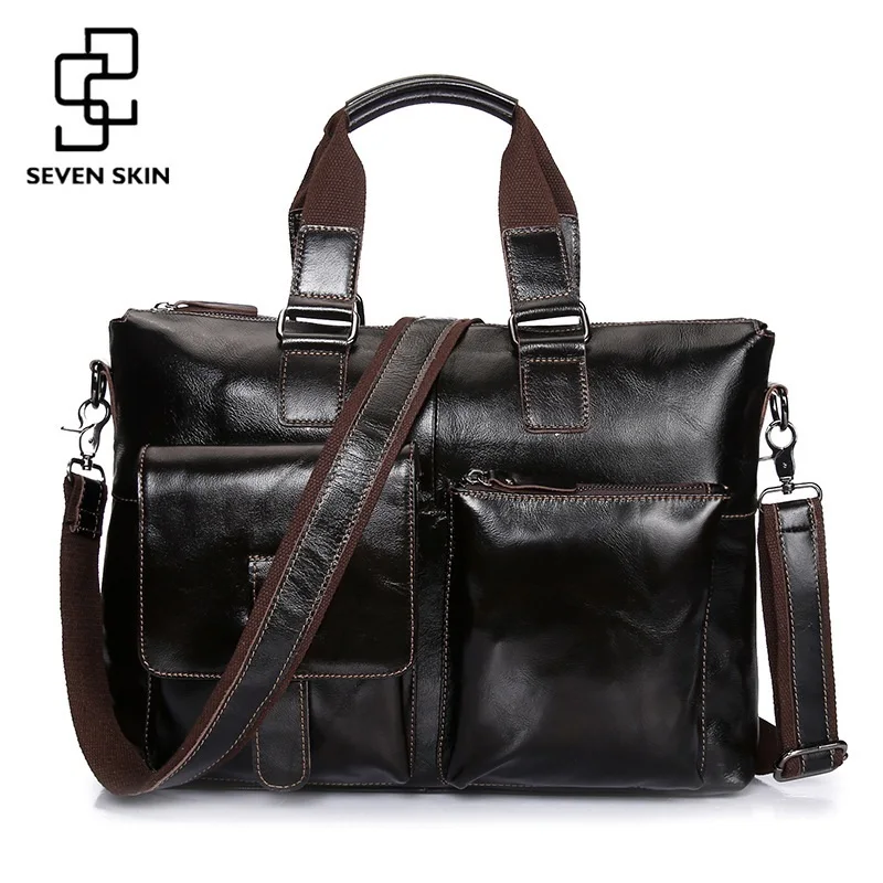 Бренд SEVEN SKIN мужская сумка из натуральной кожи деловые мужские сумки портфель