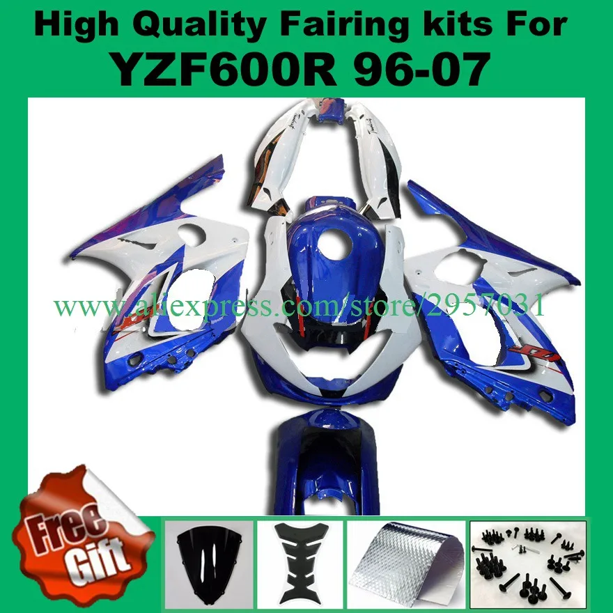 Полностью синий в черном для YAMAHA YZF600R 96-07 YZF 600R 600 96 97 98 99 00 01 02 03 04 05 06 07 обтекатель