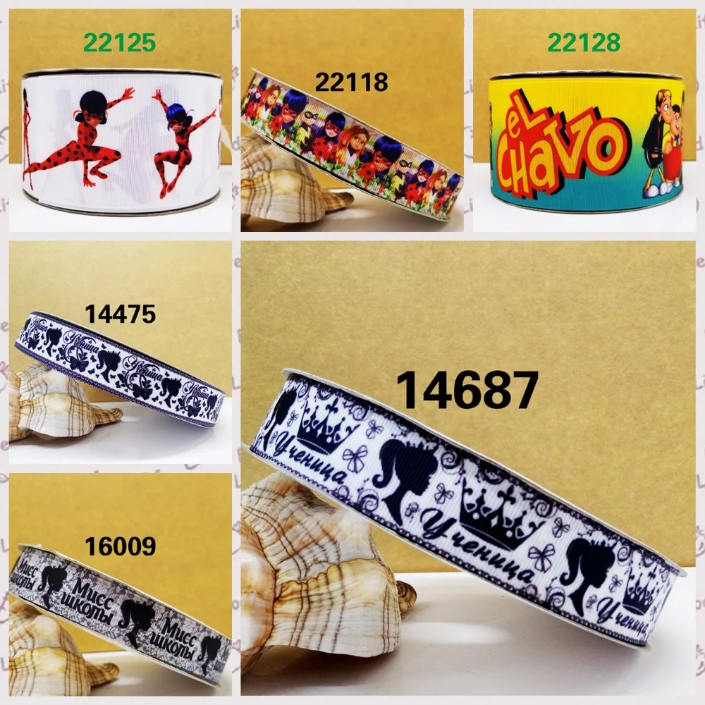 

Cartoon printed grosgrain ribbon ,satin ribbon 10 yards . 14475-