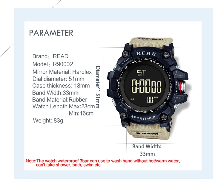 luxury brand READ LED digital wristwatches for men waterproof shock resist military watch free shipping 2018 (7)