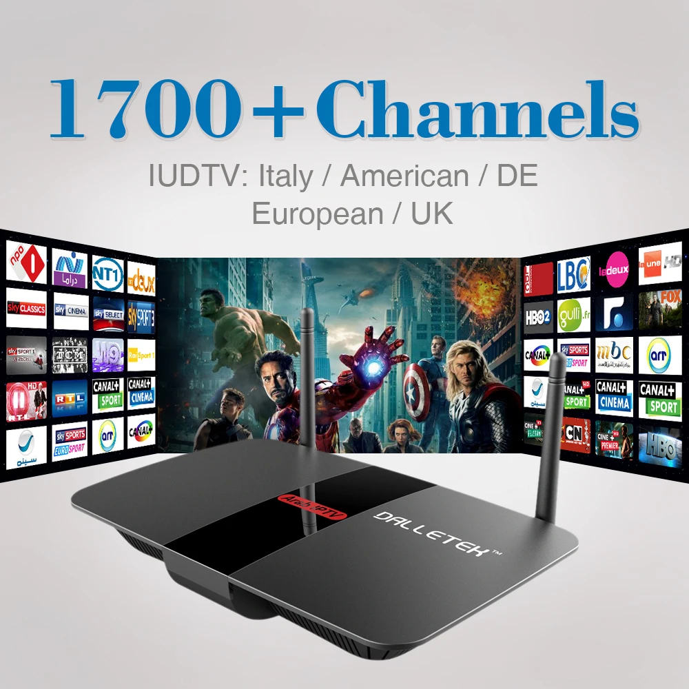 Android Smart TV Box H.265 with Free HD Arabic Iudtv Iptv Subscription 1Year Europe Sweden Italy French Set Top Box Media Player