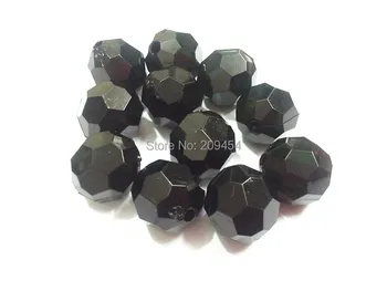 

(Choose Size First) 10mm/12mm/14mm/16mm/18mm/20 Black Solid Big Faceted Acrylic Beads