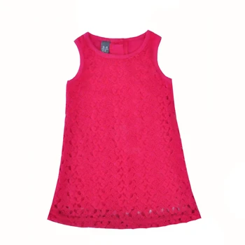 

Summer Girl Vest Dress Lace Rose Red Tutu Children Dresses Costume Hollow Kids Princess Dress Girls Baby Clothes Outfits