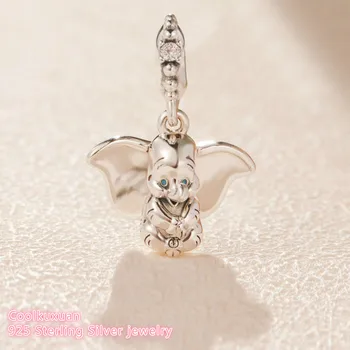 

2019 Spring 100% 925 Sterling Silver Dumbo Charm Blue Cubic Zirconia beads Fits Original Pandora bracelets Jewelry Making