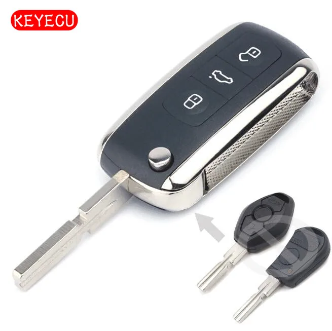 

Keyecu 3PCS/LOT Bentley Style Folding Remote Key Fob 3 Button for 315/433MHZ ID44 CHIP HU58