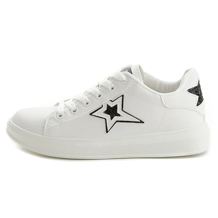 

2019 spring and autumn new women's lace white shoes PU leather solid color ladies casual shoes sports shoes