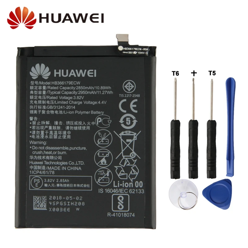 

Original Replacement Battery Huawei HB366179ECW For Huawei Nova 2 CAZ-AL10 CAZ-TL00 Authentic Phone Battery 2950mAh