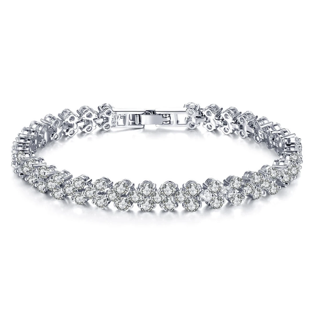 Sainio Luxury Crystal Bracelet Women Charm Sparkling Zircon Rhinestone Bracelet Fantastic Wedding Party Jewelry Wristband Chain