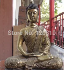 

Buddhism Folk temple classic Bronze Copper Gild Thailand Sakyamuni Buddha Statue z