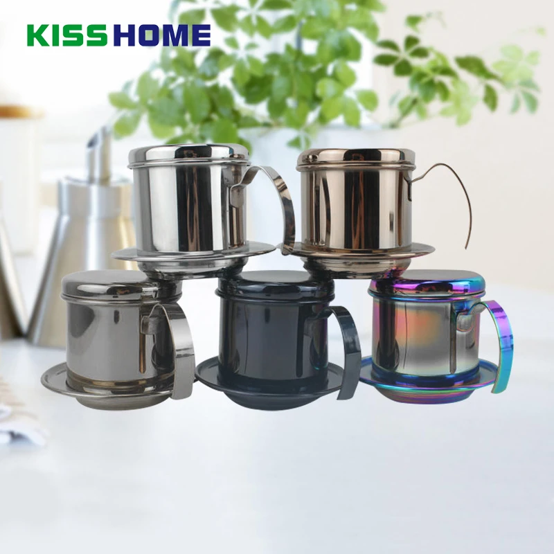 

Multi-color Portable Stainless Steel Vietnam Coffee Dripper Filter Coffee Maker High Quality Drip Coffee Filter Pot Filters Tool