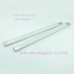 USBLEDstrip mobile power source light super-bright 21LED usb light barwith lampshade diy led lamp new 21LED both sides pluggable