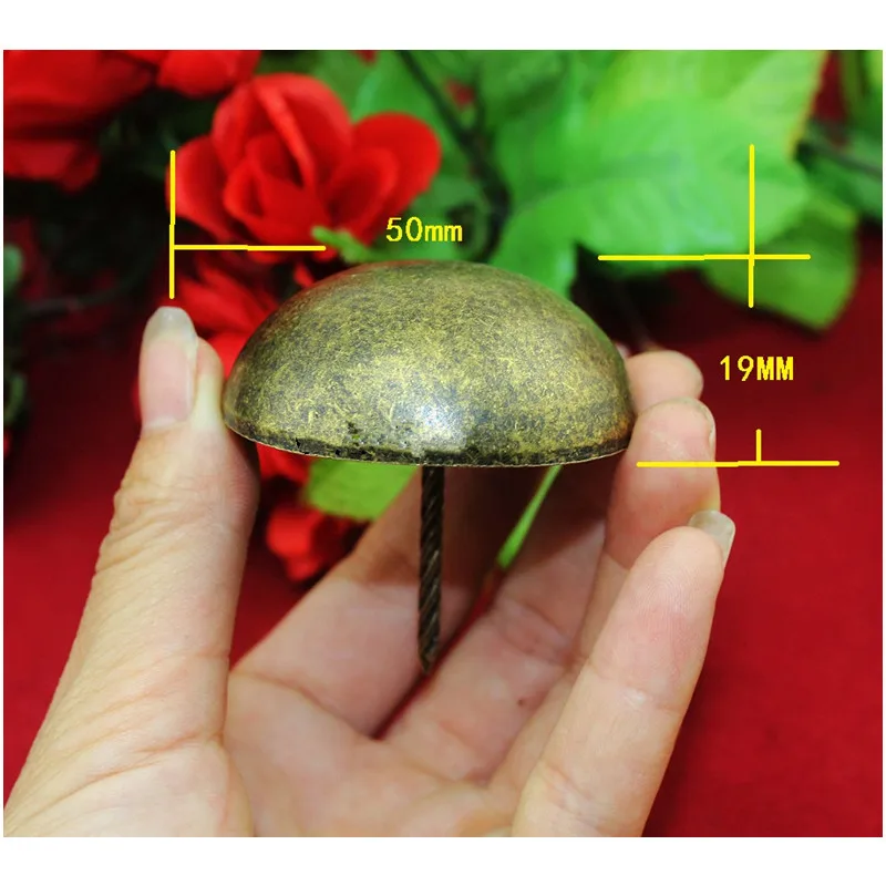 Round Decorative Iron Nails Furniture Studs Sofa Chair Pins Table Foot Glide Nail Tack Antique Bronze Tone 50*50mm 1PC | Обустройство