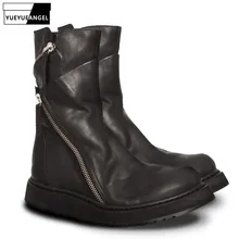 Г., итальянский дизайн, мужские ботинки из натуральной кожи на молнии в стиле панк Модные военные ботинки на толстой платформе, мужские байкерские ботинки