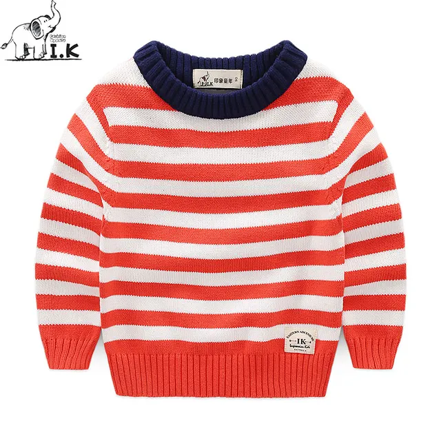 I.K Toddler boys stripped pullover red sweater little children warm