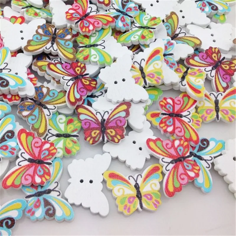

50pcs Mix Wood Button Butterfly DIY Craft Scrapbook Sewing WB21