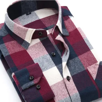 

Men Business Formal Wear Long Sleeve Plaid Printed Dress Shirts,Slim Fit Cotton High Quality Square Collar Batik Shirts Cloth