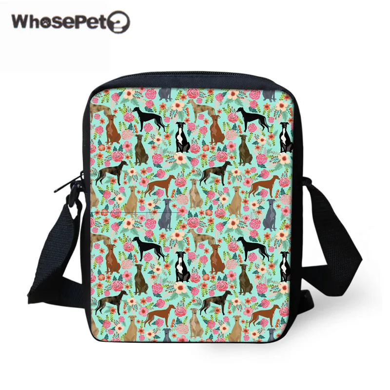 

WHOSEPET Female Brand Designer Handbags Fashion Messenger Bag Greyhounds Cute Rescue Dog Printing Children Small Shoulder Bags