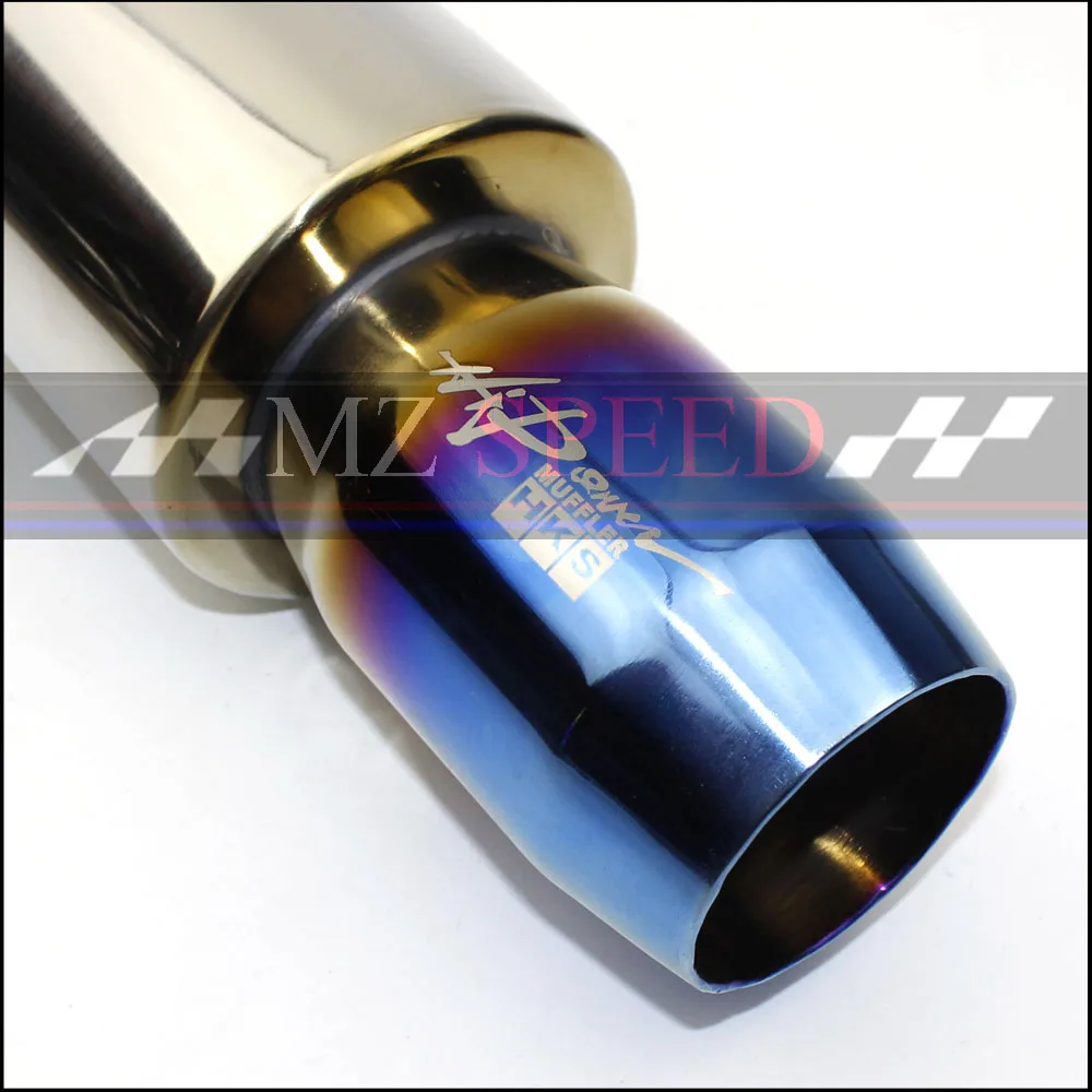 car styling universal car muffler exhaust stainless steel burn-blue muffler 57 mm imported to 76 mm outlet