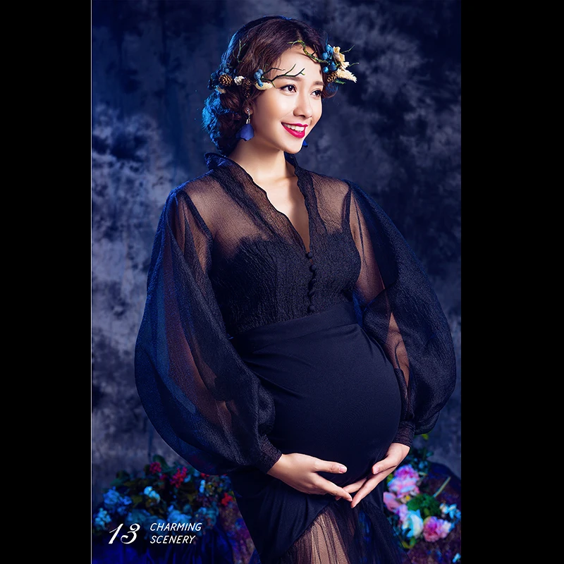 

Maternity Gown Photography Props White Lace Maxi Dress Elegant Pregnant Women Pregnancy Picture Photo Shoot Plus Dress Clothes