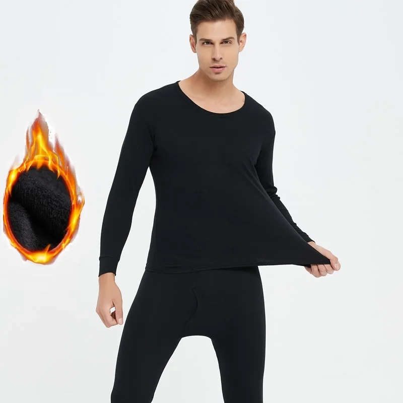

Thermal underwear for men long johns sets keep warm thin fleece inside undershirt and underpants