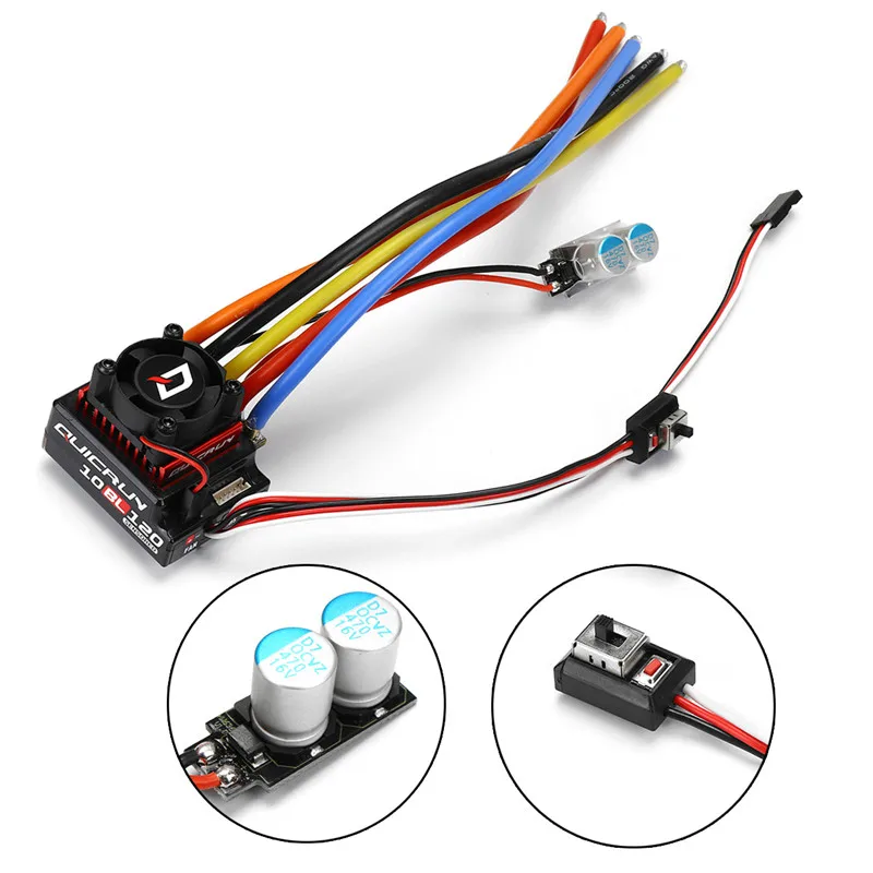 

for RC 1/10 1/12 Car 120A Sensored Brushless Speed Controller ESC Crawler Black Compact Small Size Protection for Buggies