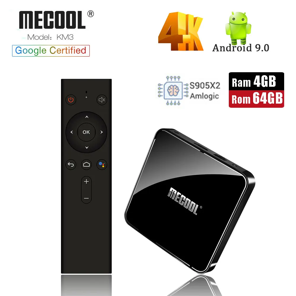 

Newest KM3 ATV smart Voice Control 4G 64G Android 9.0 Amlogic S905X2 Quad Core 2.4G/5G WIFI Google Cast Netflix IPTV Set top Box