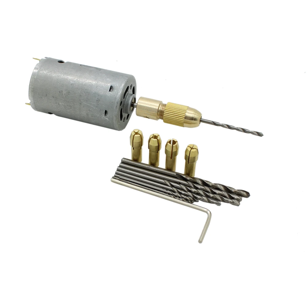 DC12V Electric Motor Drill Hand Press Drilling with 0.5 3mm Small Brass