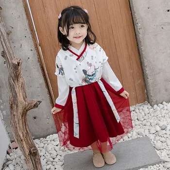 

2019 Spring New Girls National Dress Suit Top + Long Dress Children's Tang Suit HIGH quality Baby Girls Clothing