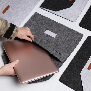 

1PC Wool Felt Ultra Thin Laptop Sleeve Case Cover For MacBook Air Pro Retina 11 13 15 With Power Adapter Bag