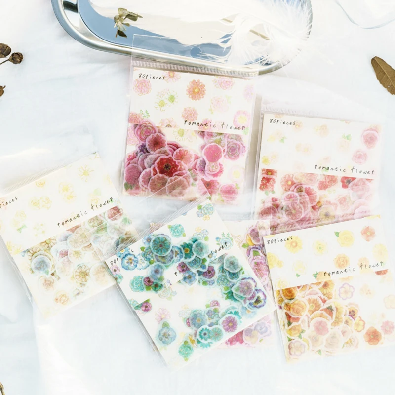 

80pcs/pack small romantic flower series sticker decoration for dairy album phone scrapbooking seal sticker