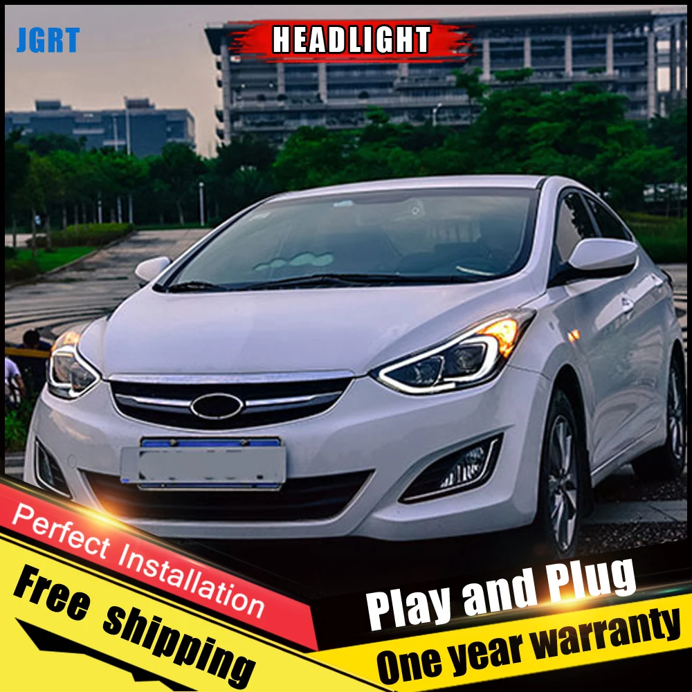Автомобильный Стиль светодиодный фары для Hyundai Elantra 2013 2016 головная лампа объектив