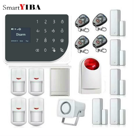 

SmartYIBA Wireless WIFI GSM GPRS Home Burglar Security Alarm System English Spanish Russian Nederland Voice APP Remote Control