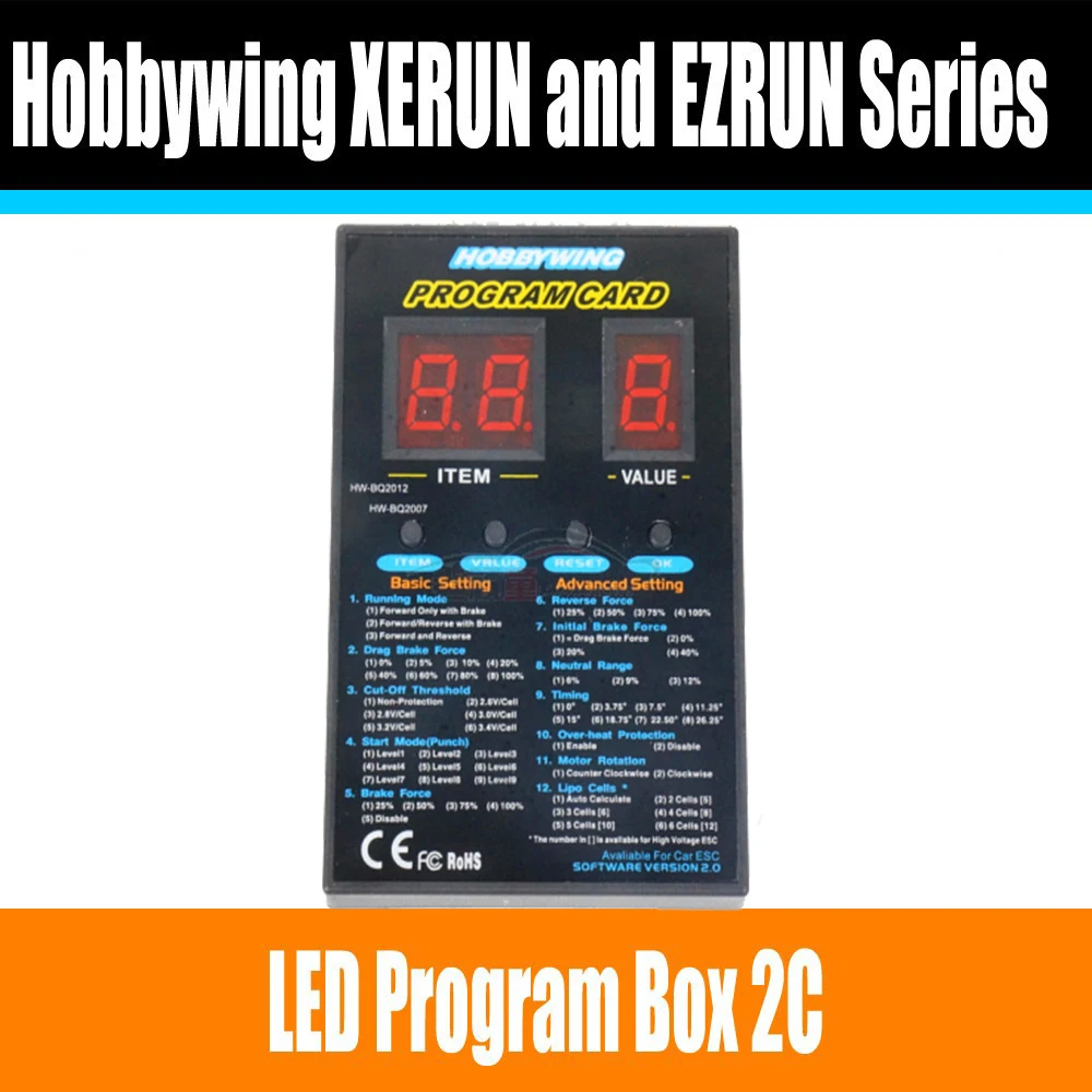 

Hobbywing RC Car Program Card LED program Box 2C 86020010 For XERUN and EZRUN Series Car Brushless ESC