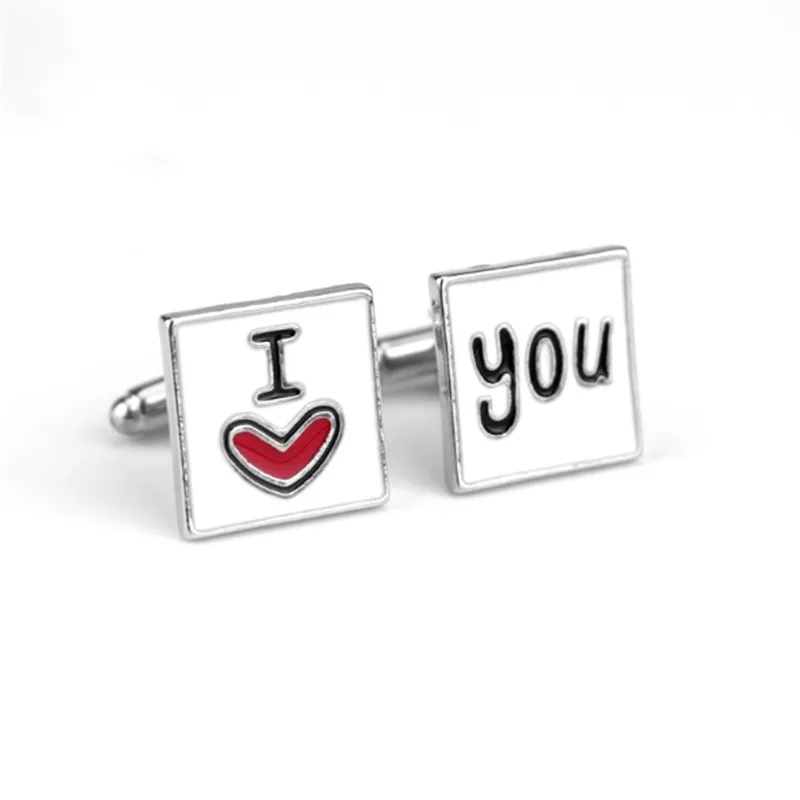Запонки с надписью I love You металлические мужские запонки рубашка рукавами и