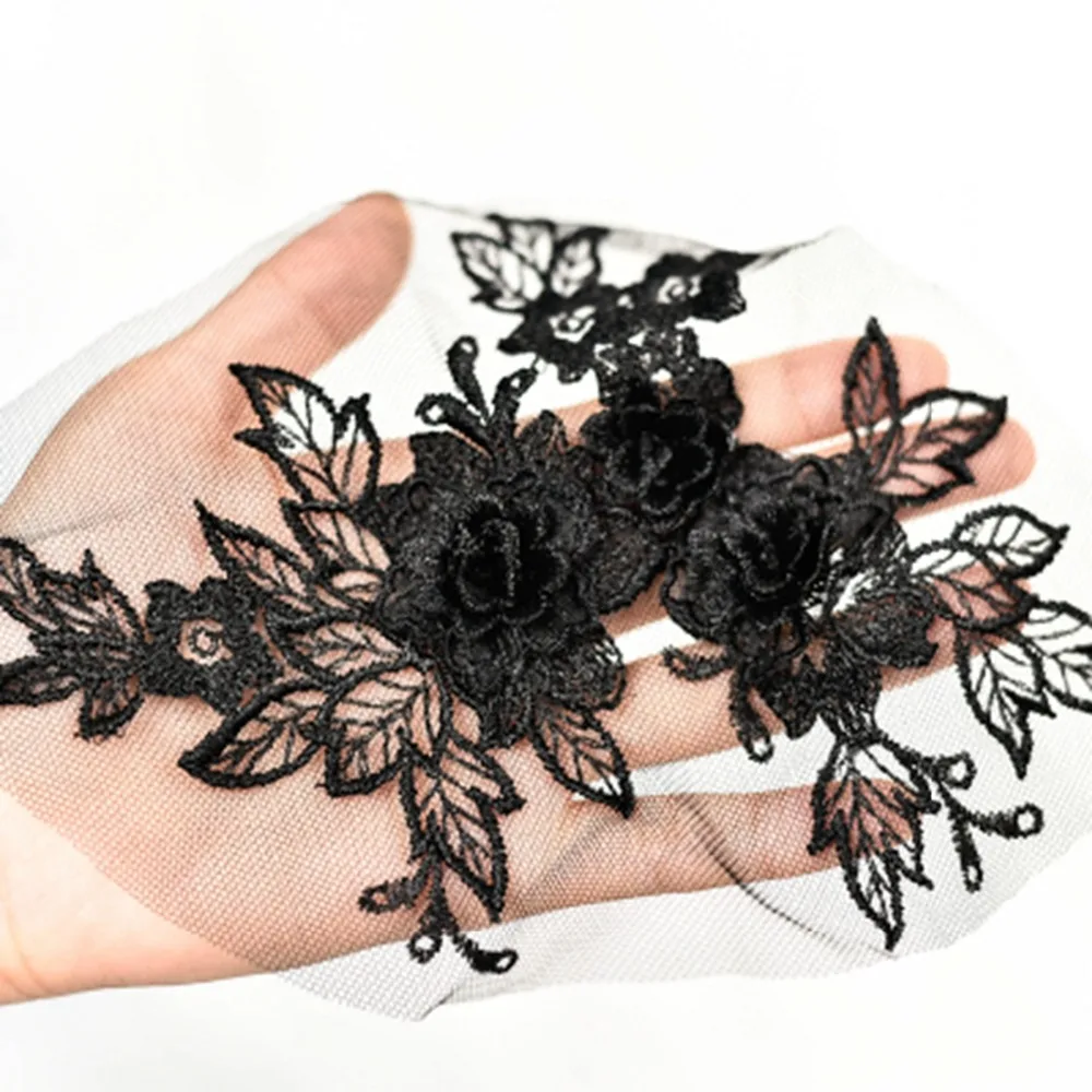

1PC Embroidered 3D Flower Lace Applique Motif Trim Wedding Dress Sew Craft DIY 15