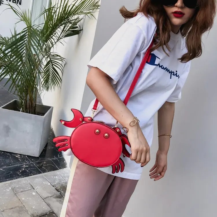 Creative Women's Shoulder Bag Cartoon Cute Crab Bags High Quality PU Leather Female Crossbody Bag For Women Shopping Handbags Creative Women's Shoulder Bag Cartoon Cute Crab Bags High Quality PU Leather Female Crossbody Bag For Women Shopping Handbags