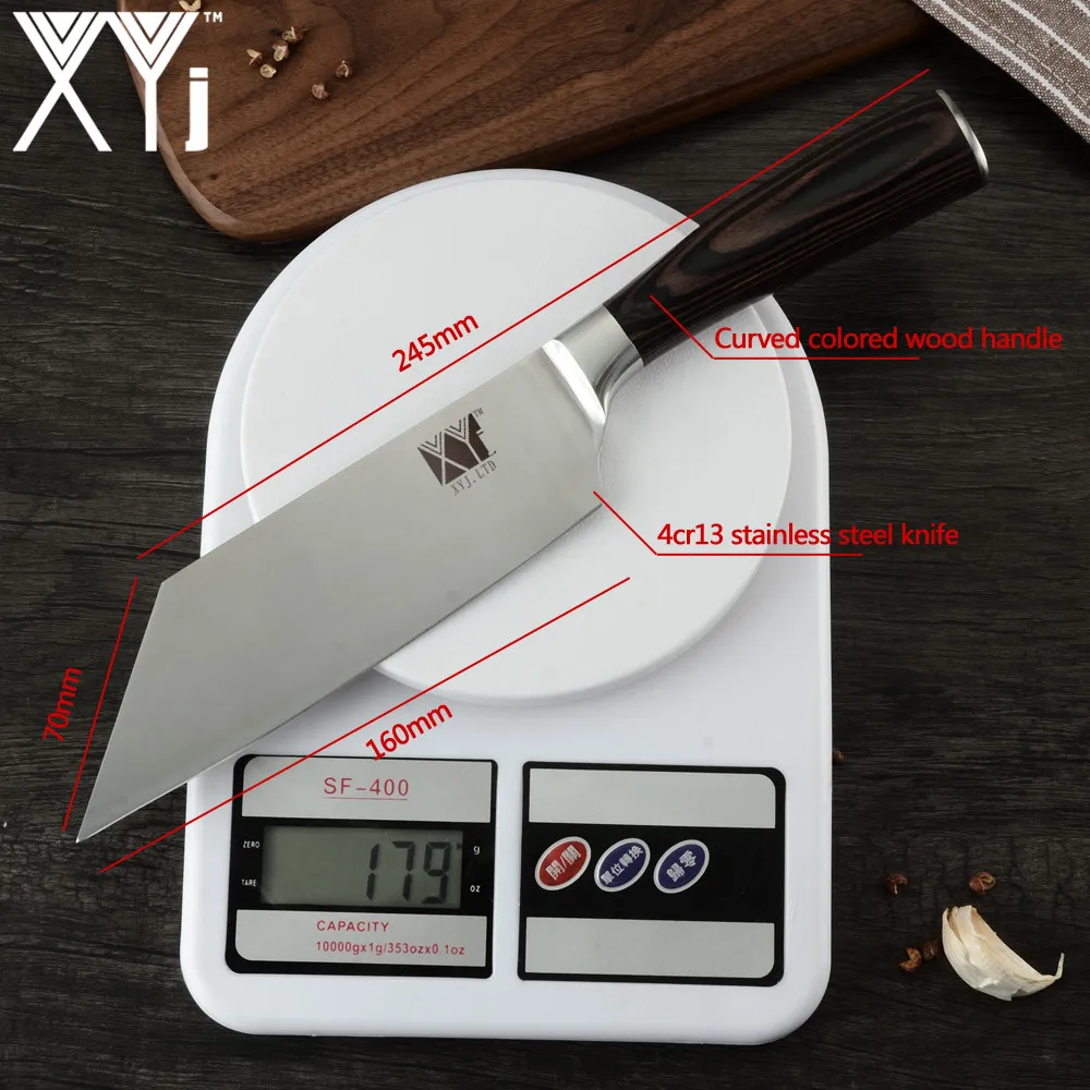 XYj кухонный нож шеф-повара из нержавеющей стали с цветной деревянной ручкой многофункциональный нож для стейка мяса инструменты для приготовления пищи